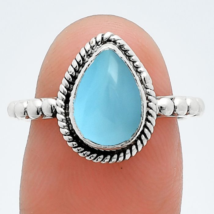 Blue Chalcedony Ring size-7 SDR245180 R-1252, 7x10 mm