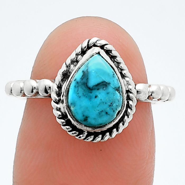 Natural Turquoise Morenci Mine Ring size-6.5 SDR245185 R-1252, 7x9 mm