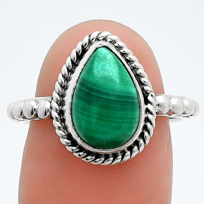 Malachite Eye Ring size-8 SDR245188 R-1252, 8x12 mm