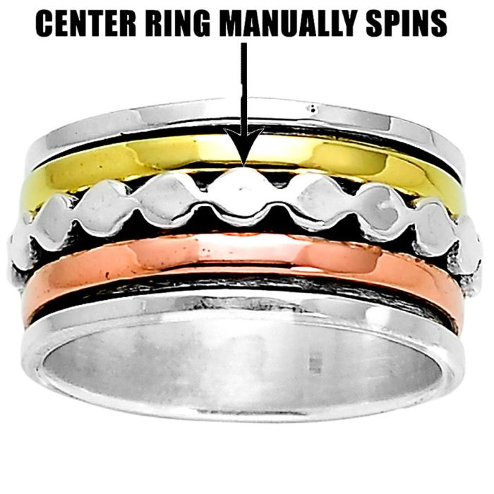 Two Tone Meditation Spinner Ring size-7 SDR83220 R-1714, N/A