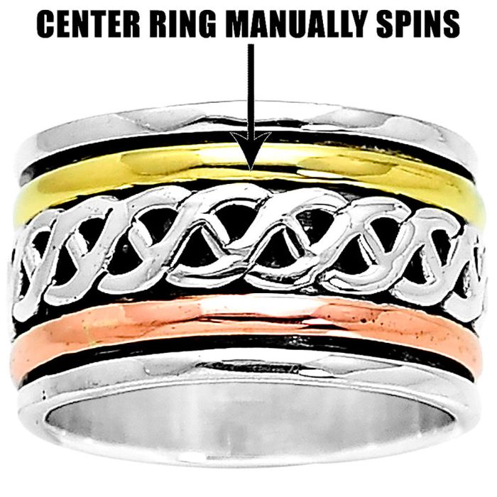 Two Tone Meditation Spinner Ring size-7 SDR83328 R-1714, N/A