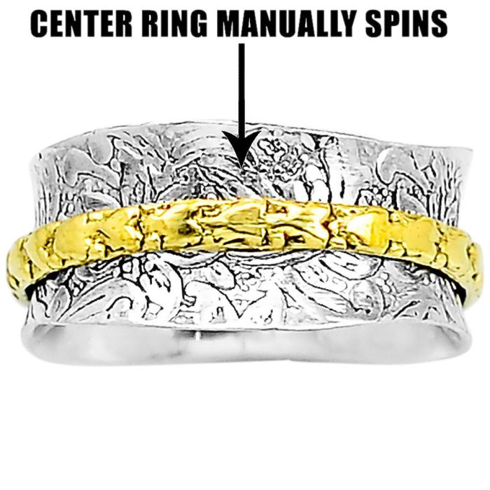 Two Tone Meditation Spinner Ring size-7 SDR83619 R-1714, N/A