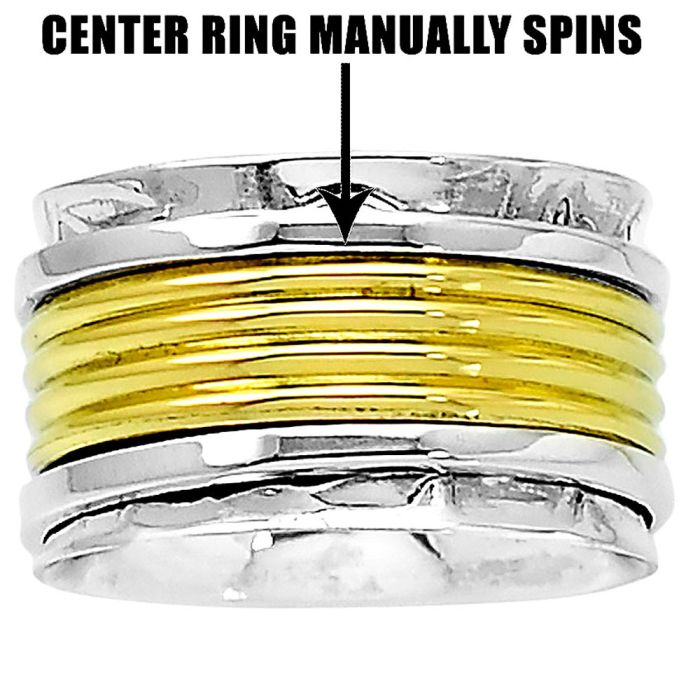 Two Tone Meditation Spinner Ring size-7 SDR83647 R-1714, N/A