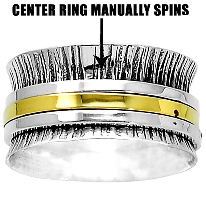 Two Tone Meditation Spinner Ring size-7 SDR83700 R-1714, N/A