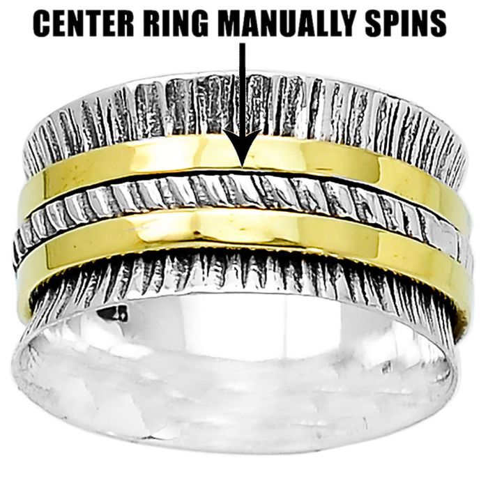 Two Tone Meditation Spinner Ring size-7 SDR83744 R-1714, N/A