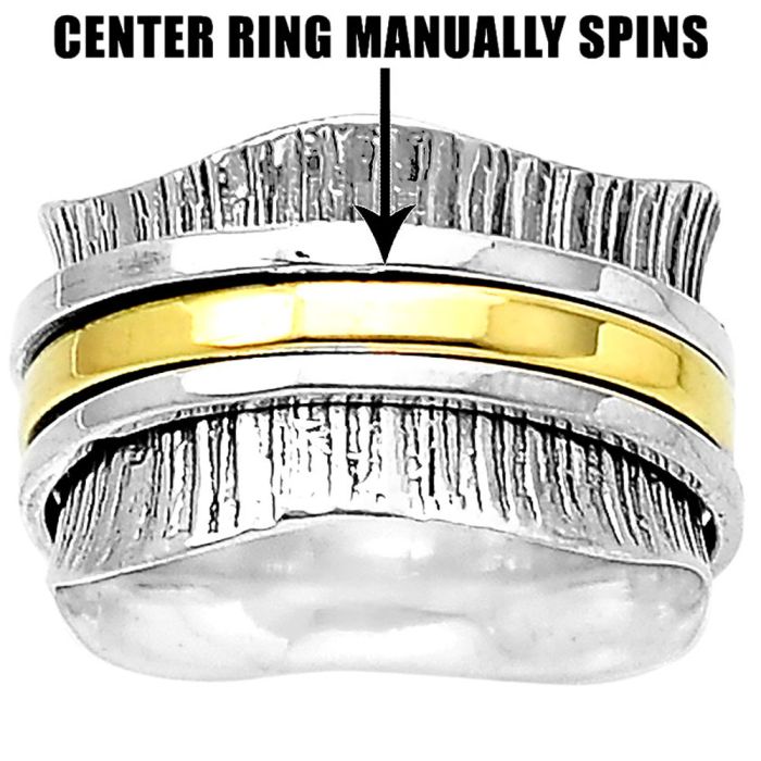 Two Tone Meditation Spinner Ring size-7 SDR83809 R-1714, N/A
