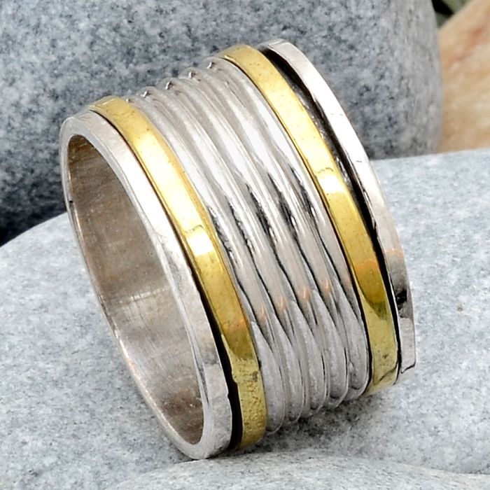 Two Tone Meditation Spinner Ring size-7 SDR83882 R-1714, N/A