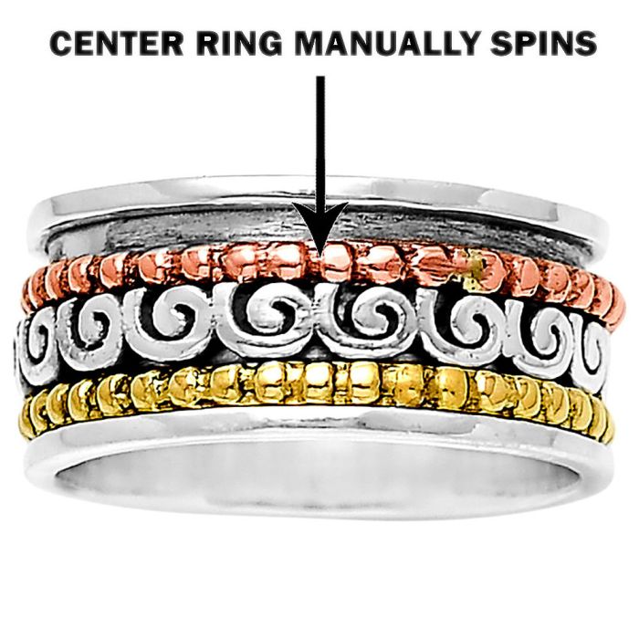 Two Tone Meditation Spinner Ring size-6.5 SDR83917 R-1714, N/A