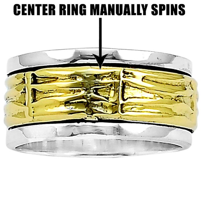 Two Tone Meditation Spinner Ring size-7 SDR84095 R-1714, N/A