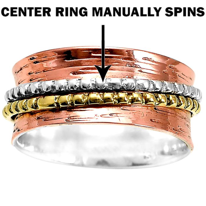 Two Tone Meditation Spinner Ring size-7.5 SDR84410 R-1714, N/A