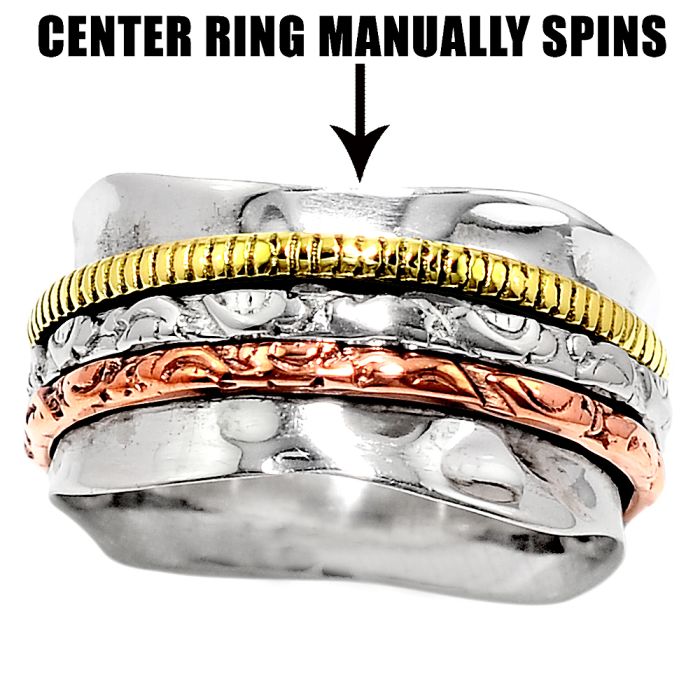Two Tone Meditation Spinner Ring size-7 SDR84502 R-1714, N/A