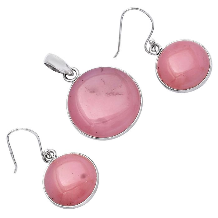 Guava Quartz Pendant Earrings Set SDT03038 T-1001, 22x22 mm