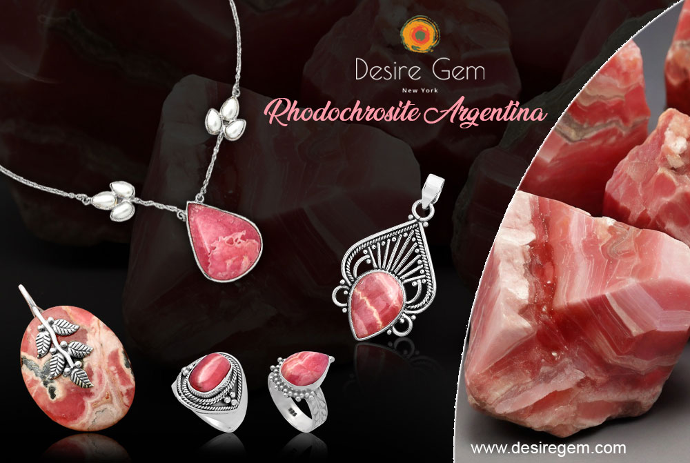 Stunning Natural Rhodochrosite Gemstone in Handcrafted Desiregem Jewelry